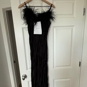 Sleeper Boheme Slip Dress with Feathers